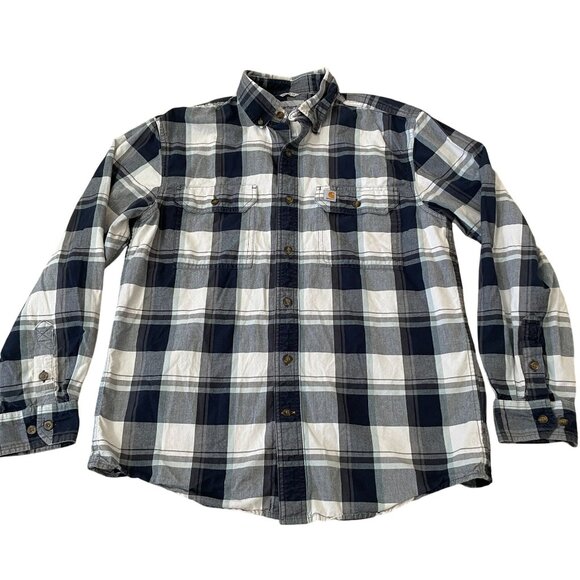 Carhartt Button Down Shirt Men's Size Medium Gray Plaid Original Fit Cotton - Picture 1 of 5